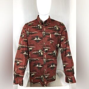 NWOT Columbia Men's corduroy Red Patterned Casual Button Down Shirt
